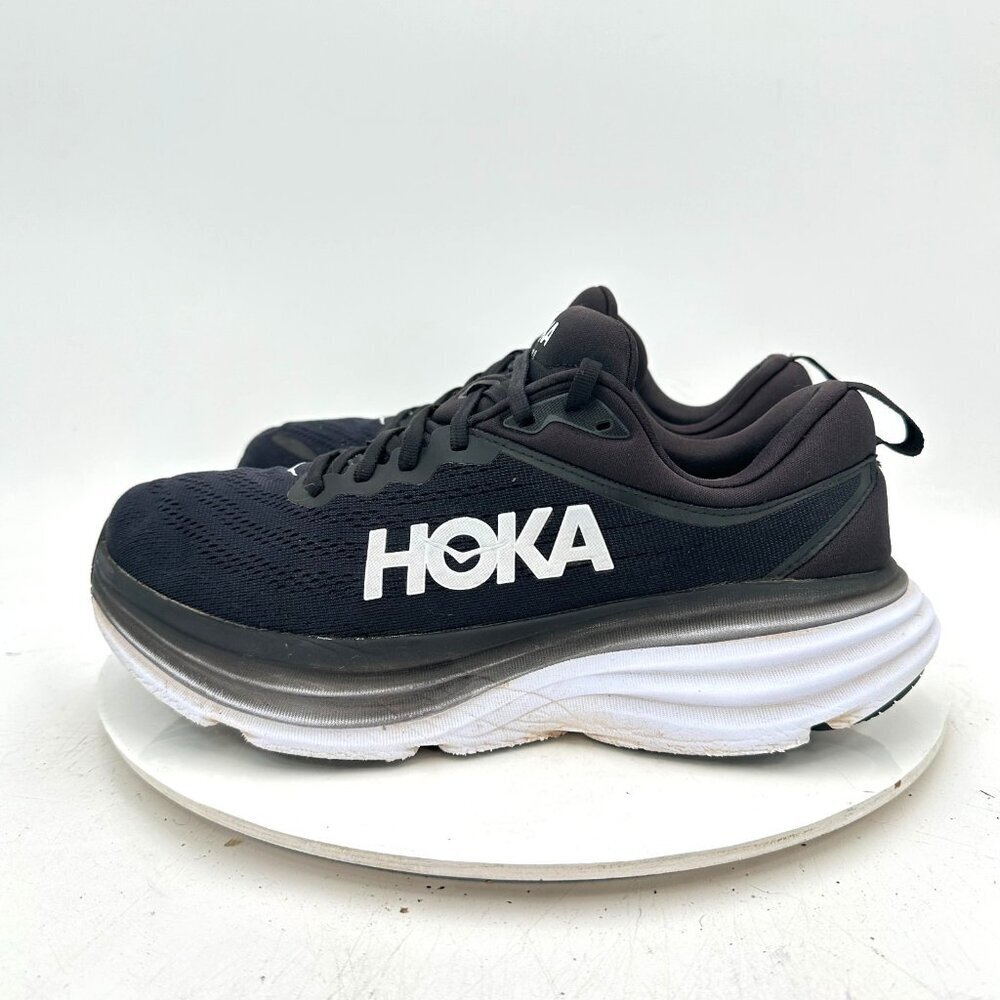 Hoka One One Bondi 8 Women Size 9.5B 1127952 BWHT Black White Running Shoes